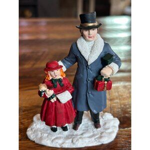 Vintage Mervyn's 1991 Christmas Village Accessory Victorian Father & Daughter Ho